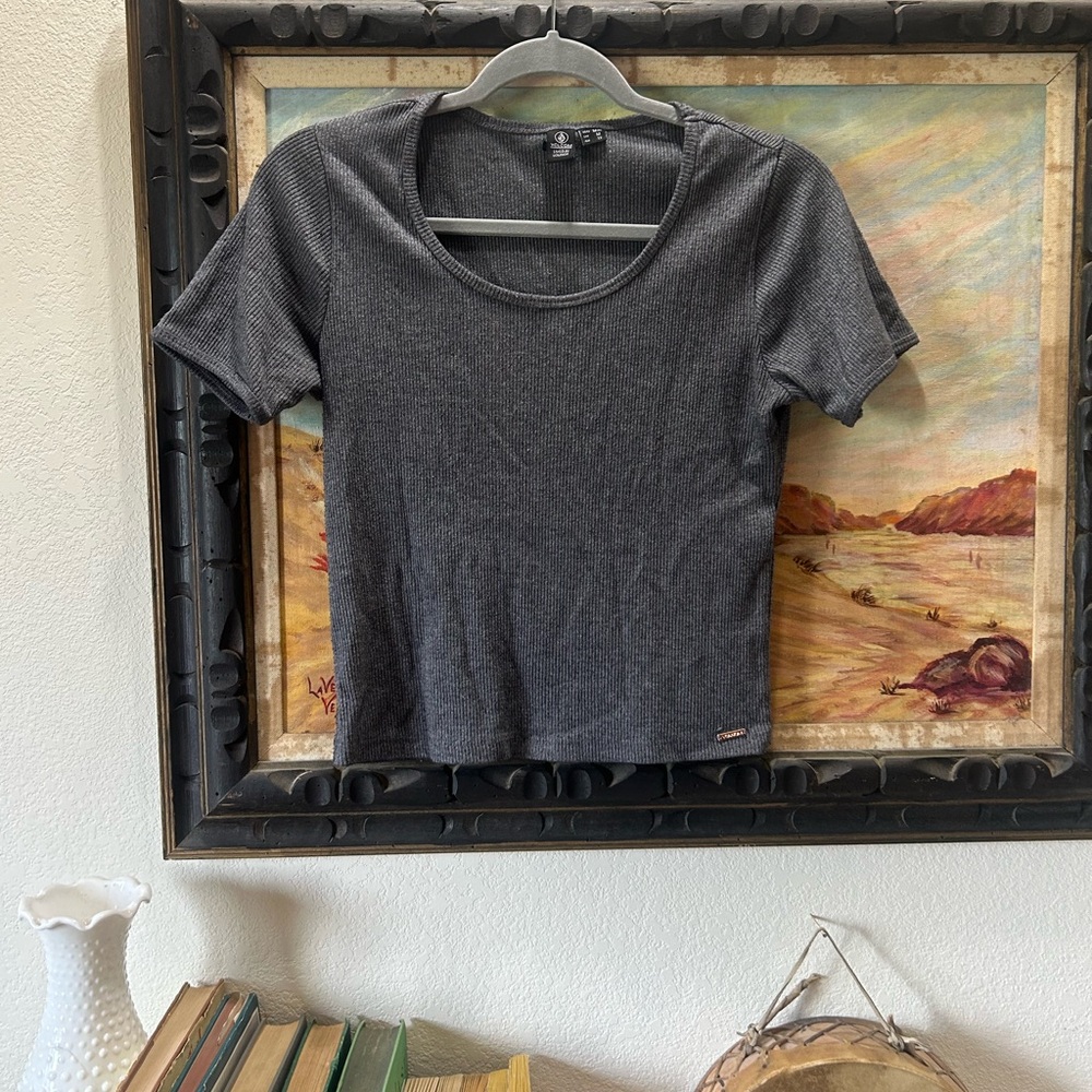 Volcom Charcoal Gray Crop Top Size Medium